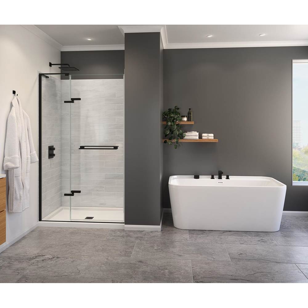 Maax Capella 78 44-47 x 78 in. 8 mm Pivot Shower Door for Alcove Installation with GlassShield® glass in Matte Black