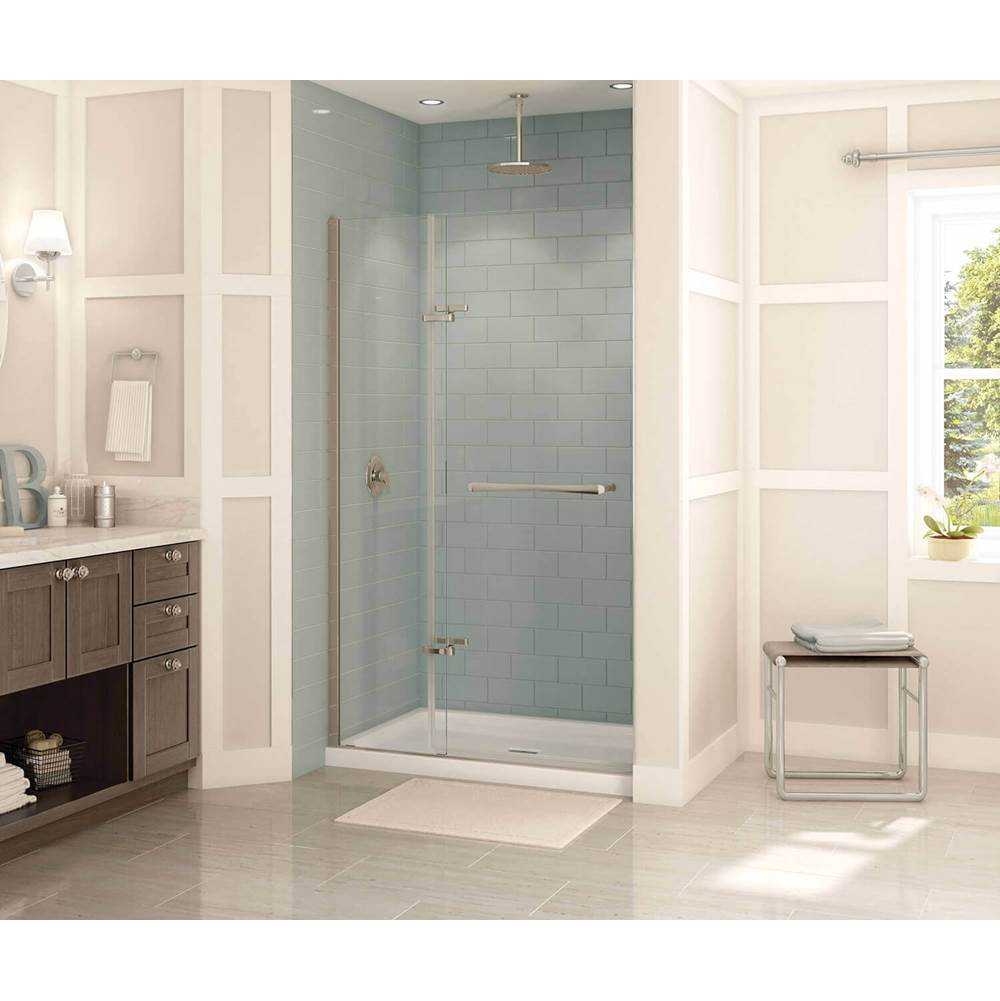 Maax Reveal 71 41 1/2-44 1/2 x 71 1/2 in. 8mm Pivot Shower Door for Alcove Installation with Clear glass in Brushed Nickel
