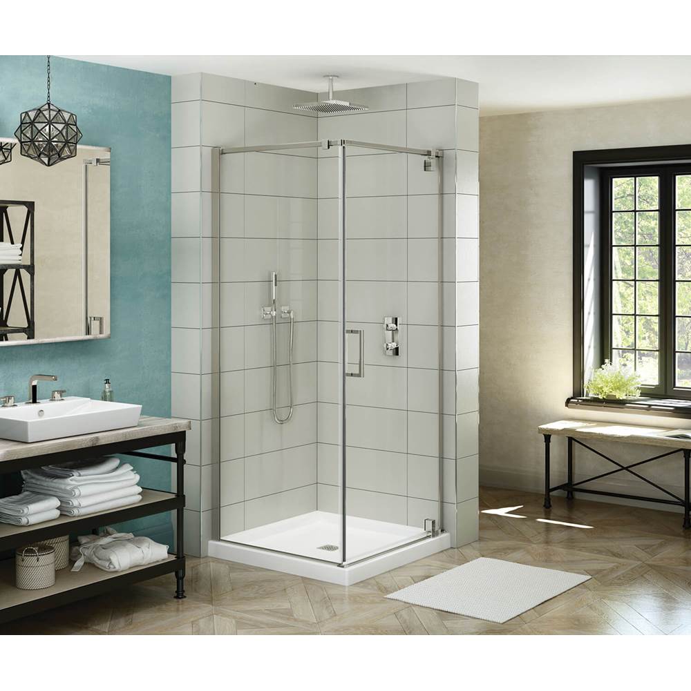 Maax ModulR 36 x 36 x 78 in. 8mm Pivot Shower Door for Corner Installation with Clear glass in Brushed Nickel