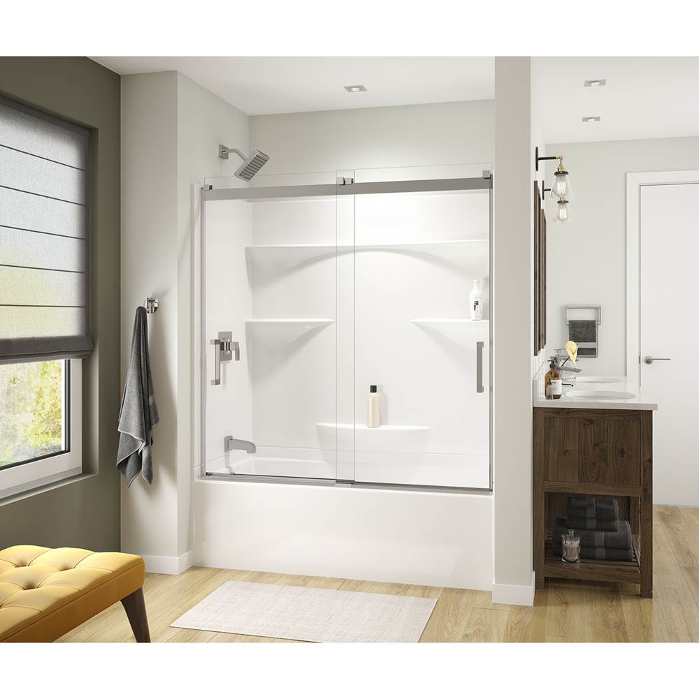 Maax Revelation Square 56-59 x 56 3/4-59 1/4 in. 6 mm Sliding Tub Door for Alcove Installation with Clear glass in Chrome