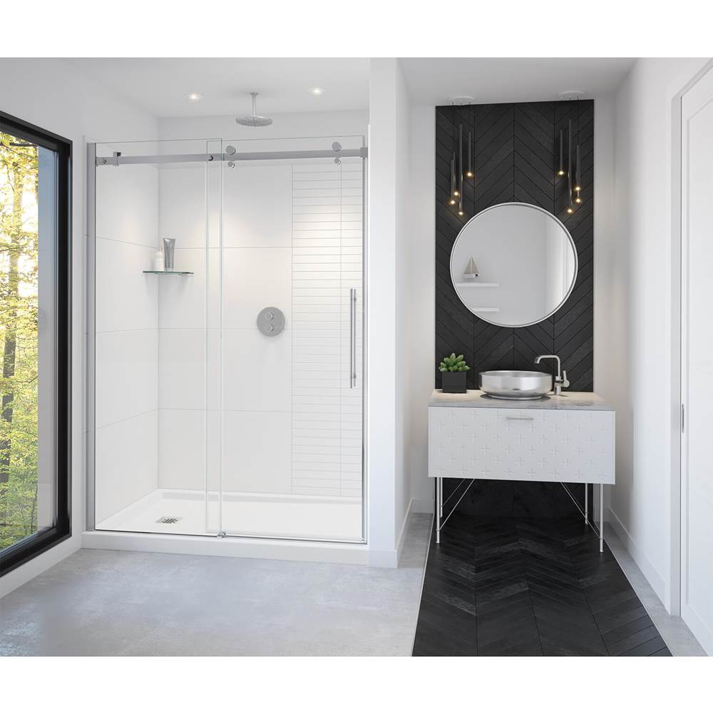 Maax Vela 56 1/2-59 x 78 3/4 in. 8mm Sliding Shower Door for Alcove Installation with Clear glass in Chrome and Matte Black