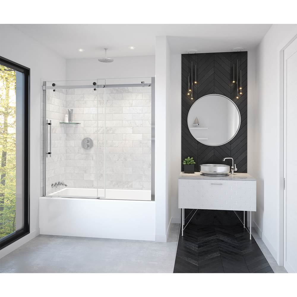 Maax Vela 56 1/2-59 x 59 in. 8 mm Sliding Tub Door for Alcove Installation with Clear glass in Chrome and Matte Black