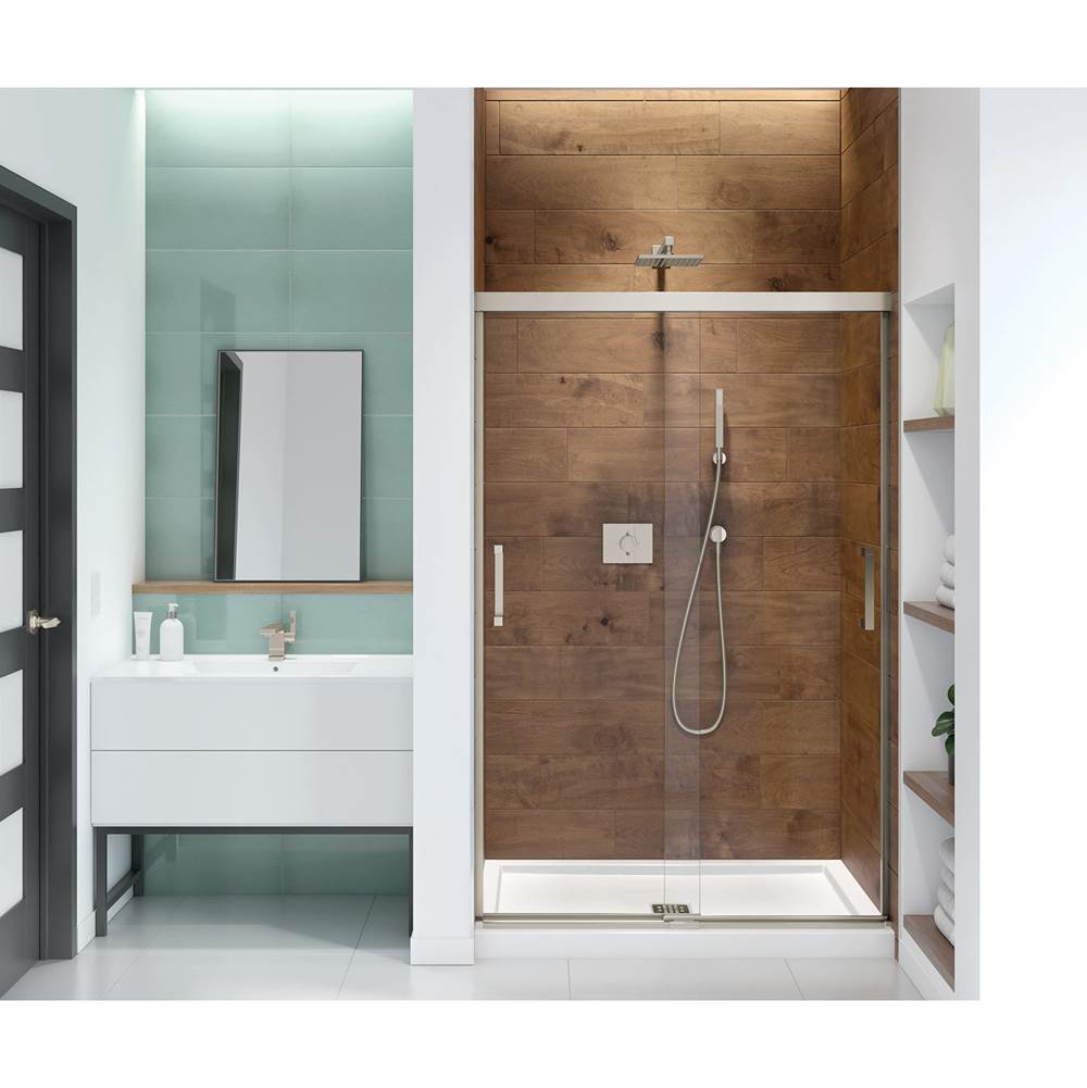 Maax Incognito 70 44-47 x 70 1/2 in. 6mm Sliding Shower Door for Alcove Installation with Clear glass in Brushed Nickel