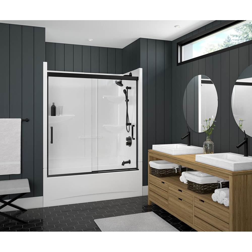 Maax Incognito 57 51-54 x 56 3/4 in. 8mm Sliding Tub Door for Alcove Installation with Clear glass in Matte Black