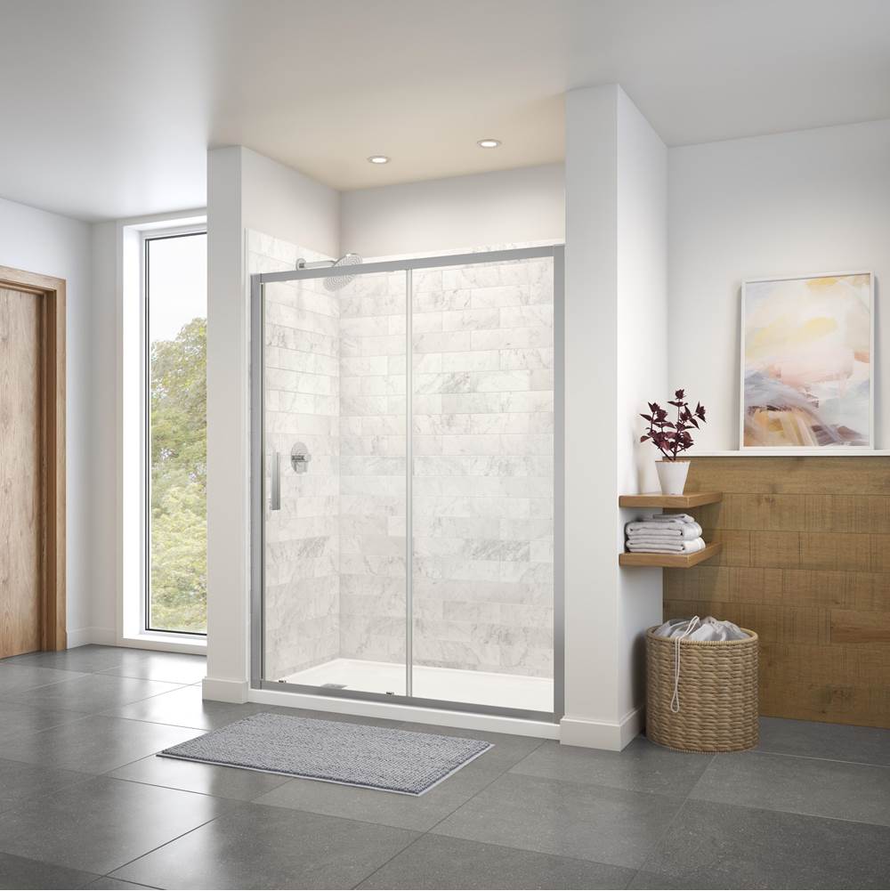 Maax Connect 57-58 1/2 x 72 in. 6mm Sliding Shower Door for Alcove Installation with Clear glass in Chrome