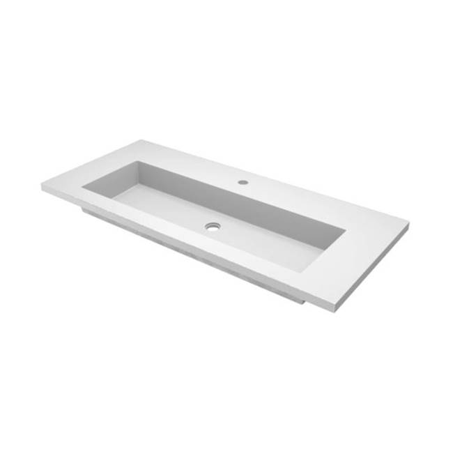 Native Trails 48'' Capistrano Vanity Top with Integral Trough in Pearl - Single Faucet Cutout