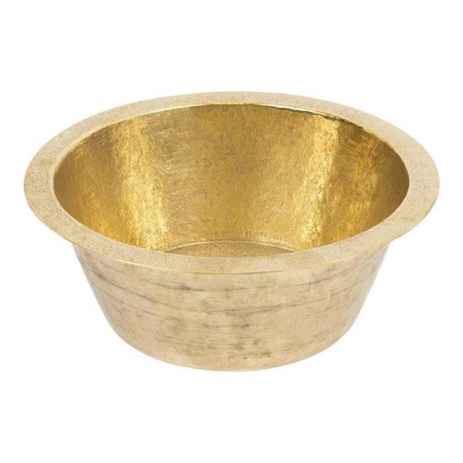 Premier Copper Products 14'' Round Terra Firma Brass Prep Sink in Polished Brass w/ 2'' Drain Size