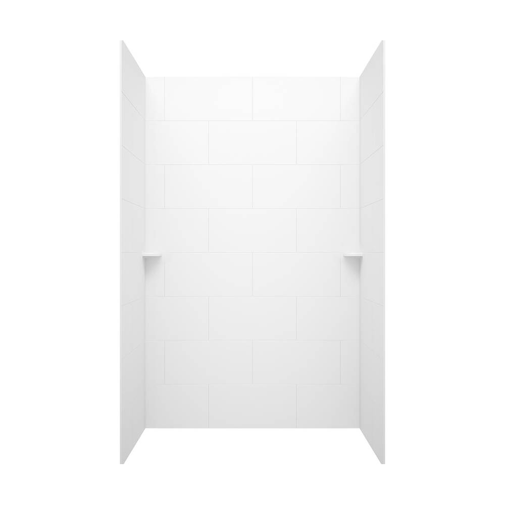 Swan TSMK84-3062 30 x 62 x 84 Swanstone® Traditional Subway Tile Glue up Shower Wall Kit in White