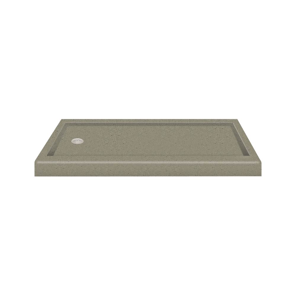 Transolid 60'' x 32'' Decor Solid Surface Left-Hand Shower Base in Peppered Sage