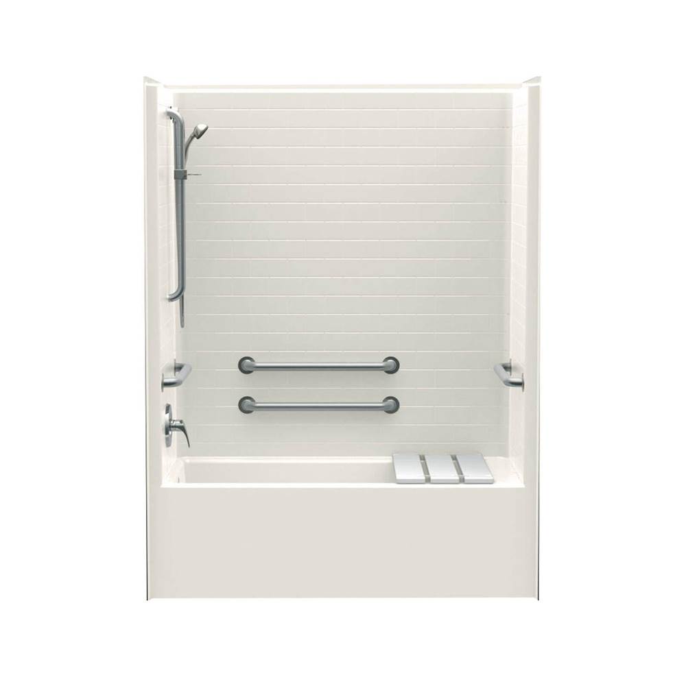 Aquatic F6032STT 60 x 32 AcrylX Alcove Left Hand Drain One-Piece Tub Shower in Biscuit