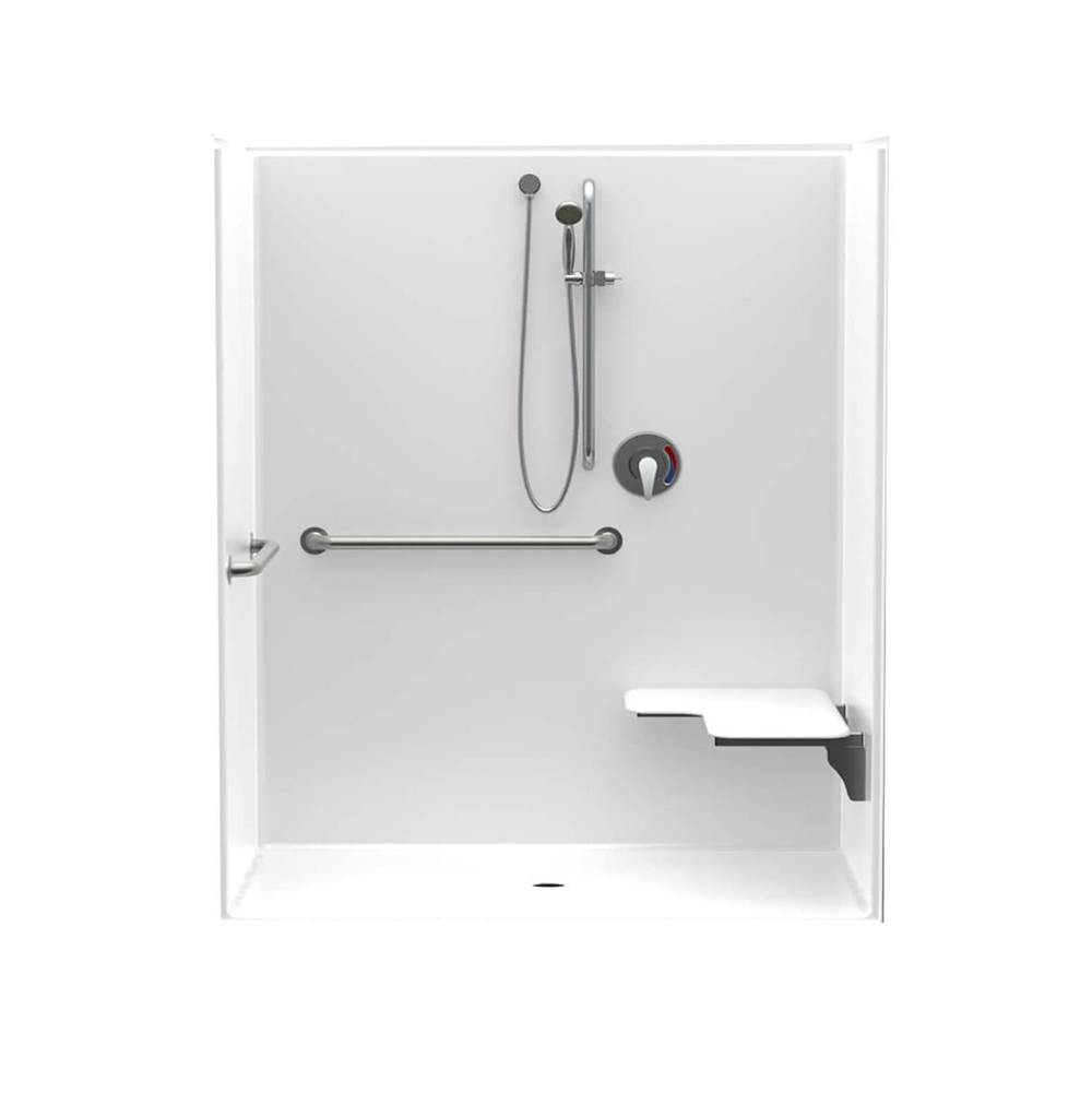 Aquatic 1603BFSC 60 x 34 AcrylX Alcove Center Drain One-Piece Shower in White