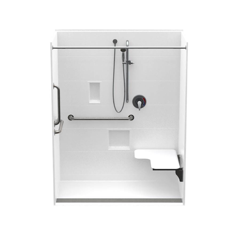 Aquatic 16030TRCOL 60 x 30 AcrylX Alcove Center Drain One-Piece Shower in Biscuit