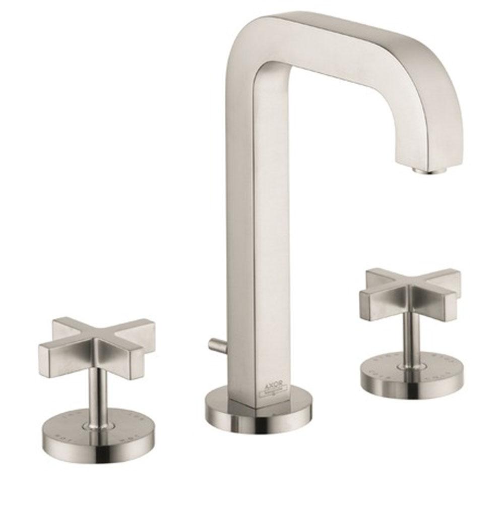 Axor Citterio Widespread Faucet 170 with Cross Handles and Pop-Up Drain, 1.2 GPM in Brushed Nickel