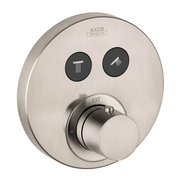 Axor ShowerSelect Thermostatic Trim Round for 2 Functions in Brushed Nickel