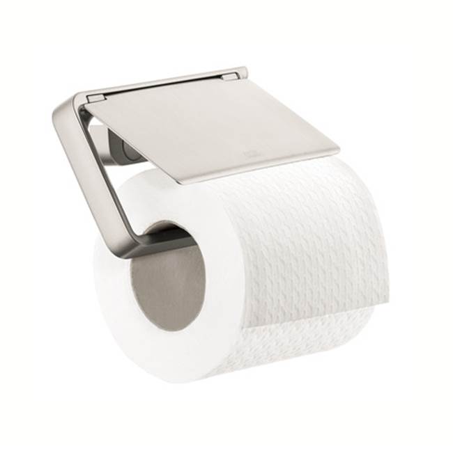 Axor Universal Accessories Toilet Paper Holder with Cover in Brushed Nickel