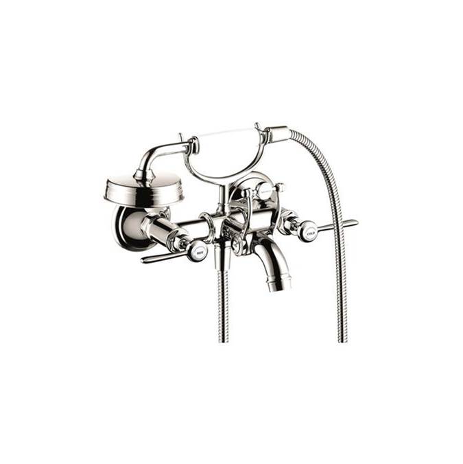 Axor Montreux 2-Handle Wall-Mounted Tub Filler with Lever Handles and 1.8 GPM Handshower in Polished Nickel
