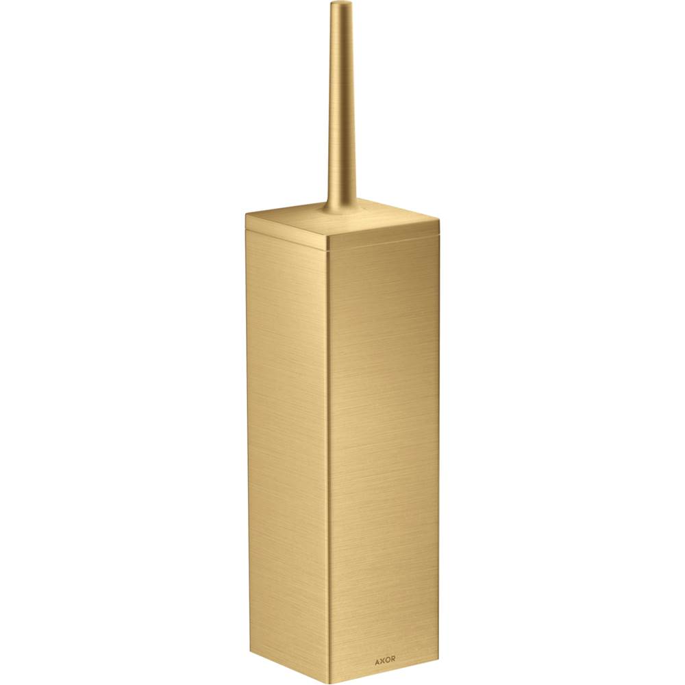 Axor Universal Rectangular Toilet Brush Holder, Wall-Mounted in Brushed Gold Optic