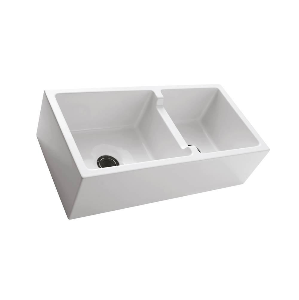 Barclay Maura 36'' Double Bowl Low-Divide Farmer Sink, White