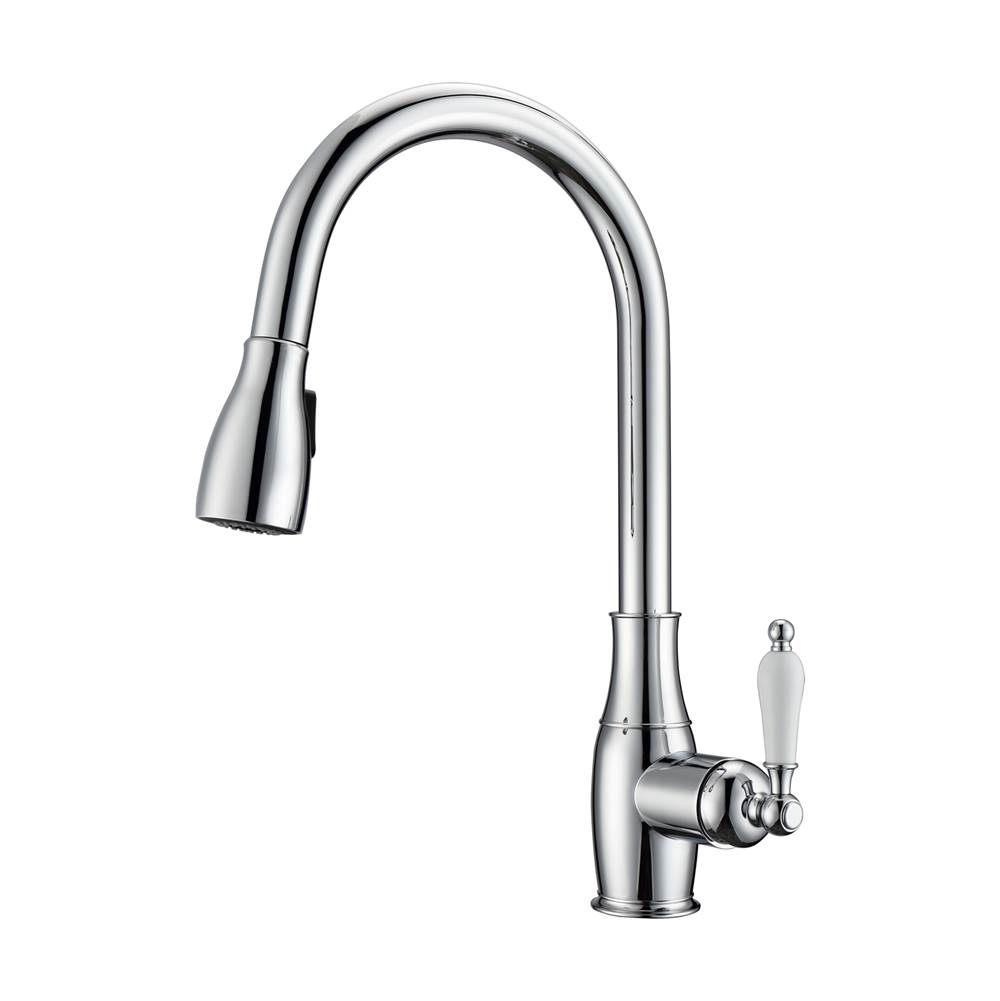 Barclay Cullen Kitchen Faucet,Pull-OutSpray, Porcelain Handles, CP