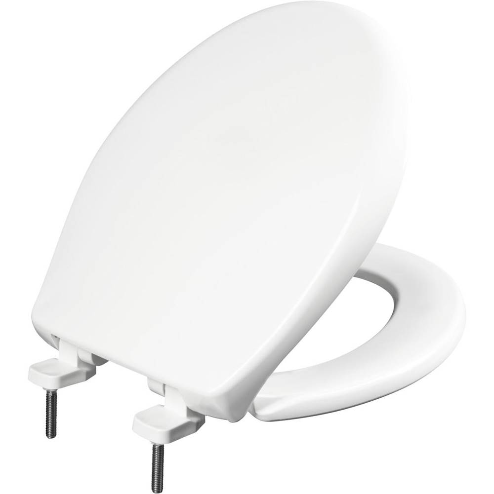 Bemis Round Plastic Toilet Seat with WhisperClose Hinge, STA-TITE Commercial Fastening System and DuraGuard - White