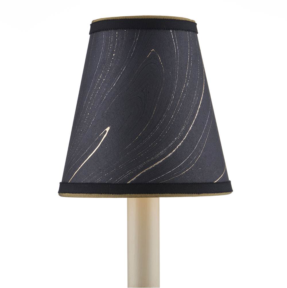 Currey And Company Marble Paper Tapered Chandelier Shade - Black/Gold/Silver