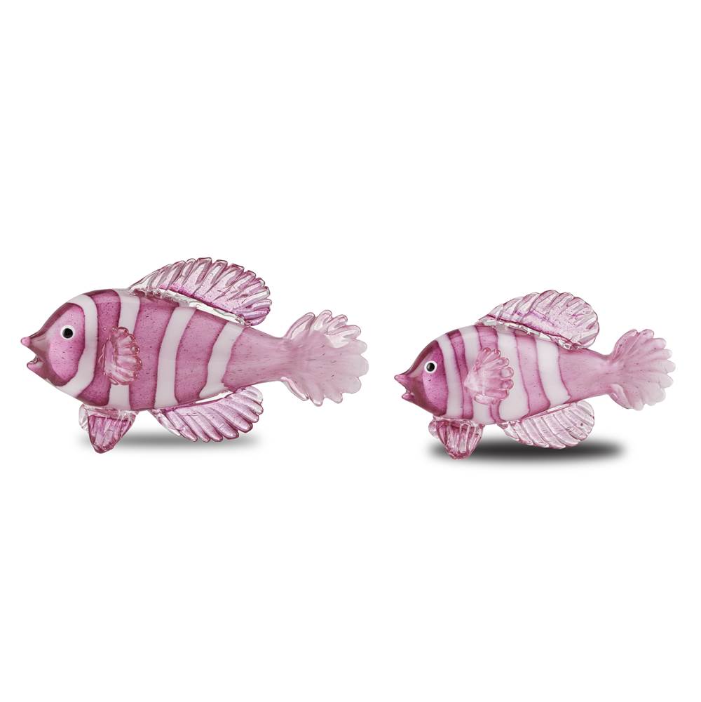 Currey And Company Rialto Magenta Glass Fish Set of 2