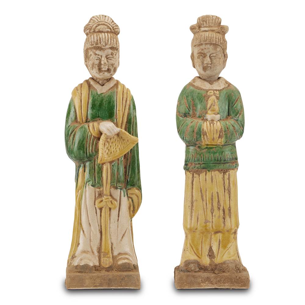 Currey And Company Tang Dynasty Palace Servants Set of Two
