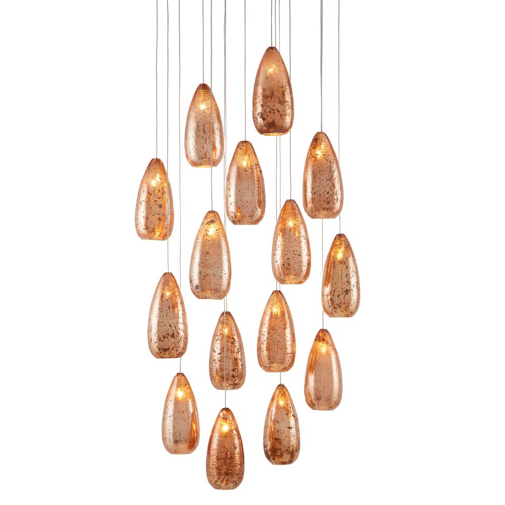 Currey And Company Rame Round 15-Light Multi-Drop Pendant