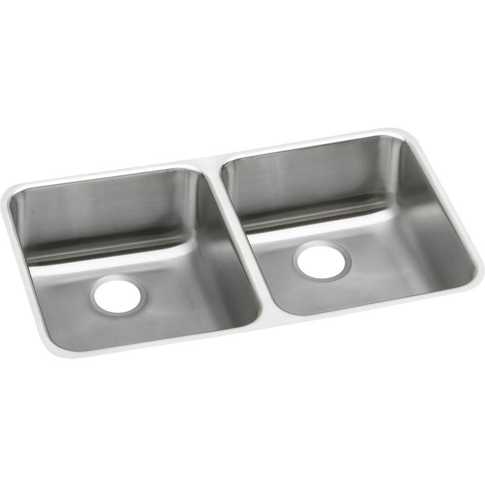 Elkay Lustertone Classic Stainless Steel 30-3/4'' x 18-1/2'' x 7-7/8'', Equal Double Bowl Undermount Sink