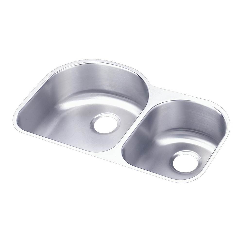 Elkay Lustertone Classic Stainless Steel 31-1/4'' x 20'' x 7-1/2'', Offset 60/40 Double Bowl Undermount Sink