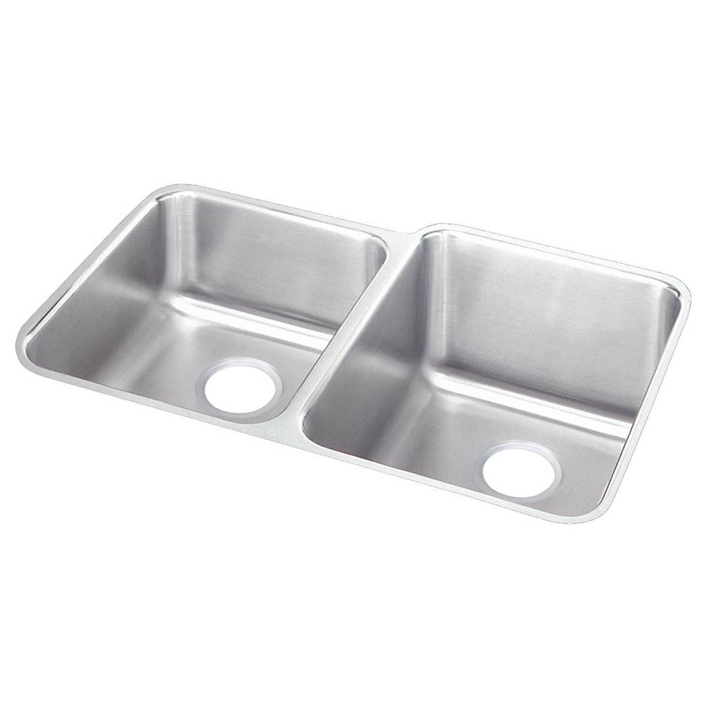 Elkay Lustertone Classic Stainless Steel, 31-1/4'' x 20-1/2'' x 9-7/8'', Offset Double Bowl Undermount Sink