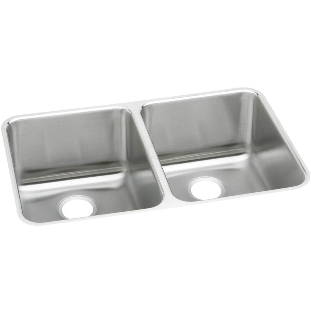 Elkay Lustertone Classic Stainless Steel 35-3/4'' x 18-1/2'' x 10'', Equal Double Bowl Undermount Sink