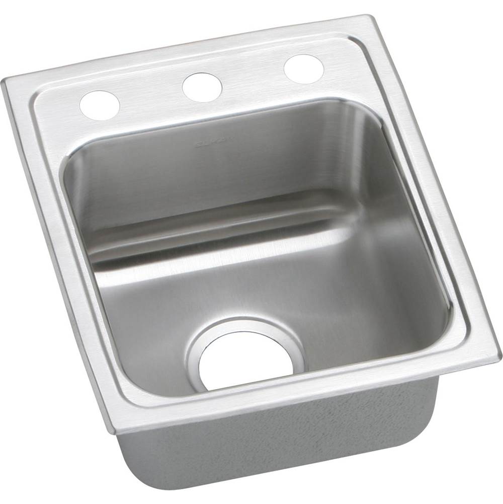 Elkay Lustertone Classic Stainless Steel 15'' x 17-1/2'' x 6-1/2'', 3-Hole Single Bowl Drop-in ADA Sink with Quick-clip