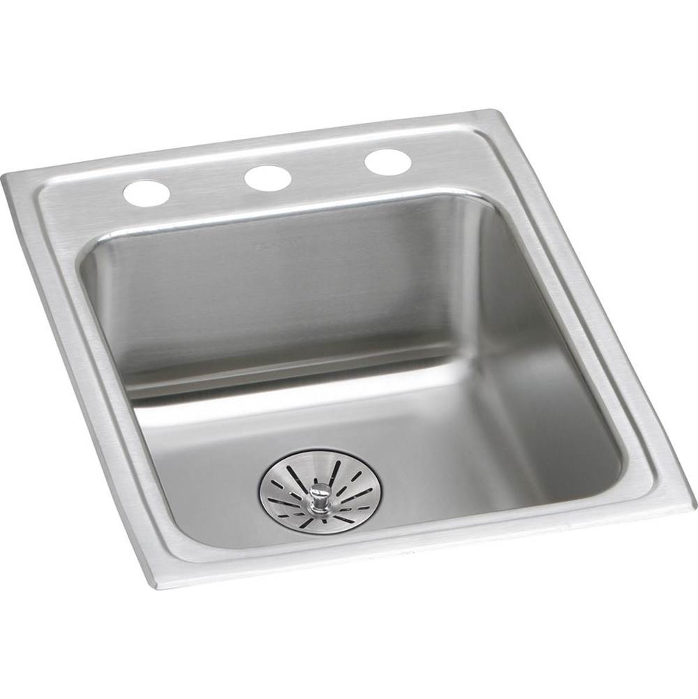 Elkay Lustertone Classic Stainless Steel 17'' x 22'' x 6-1/2'', 3-Hole Single Bowl Drop-in ADA Sink with Perfect Drain