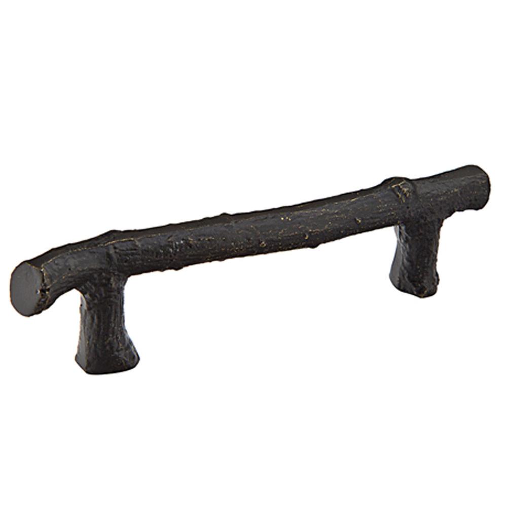 Emtek Sandcast Bronze Twig Pull, 4'' C-C, MB