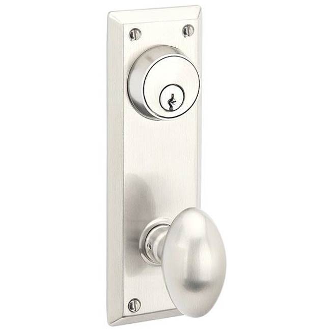 Emtek Passage Double Keyed, Sideplate Locksets Quincy 3-5/8, Old Town Clear Knob, US3NL