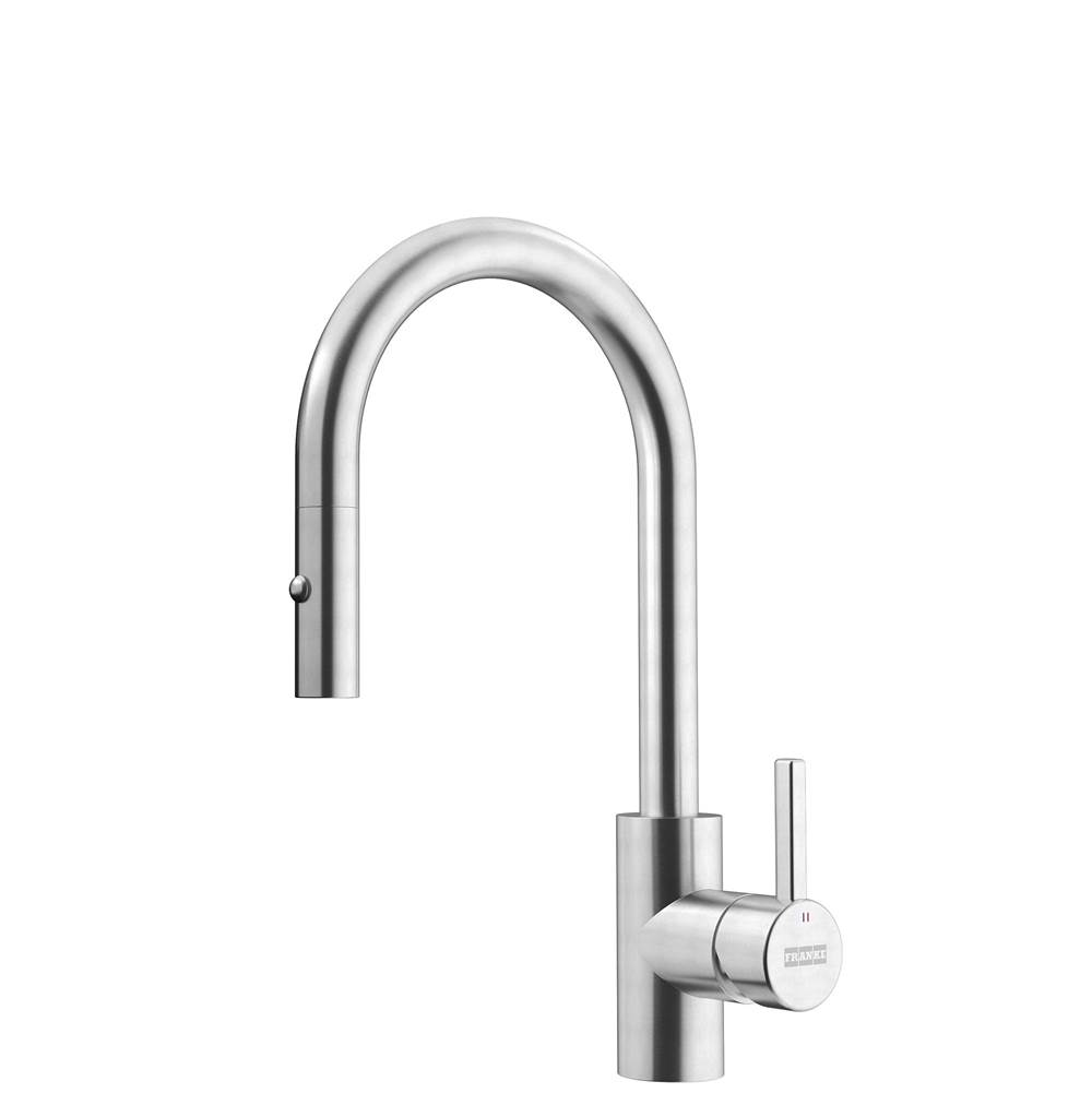 Franke Eos Neo 14-in Single Handle Pull-Down Prep Kitchen Faucet in Stainless Steel, EOS-PR-304