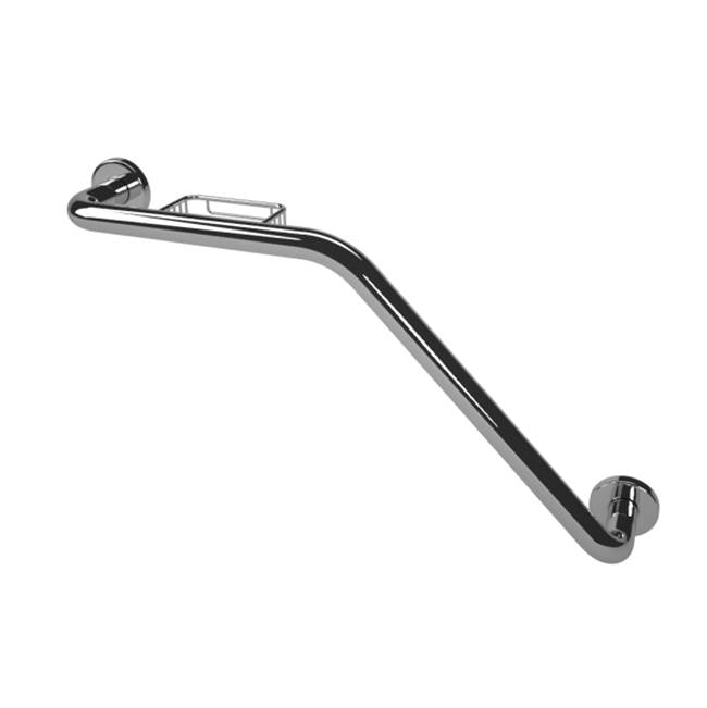 Health at Home Left Hand Grab Bar/Soap Basket. Polished Stainless.