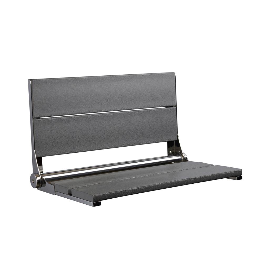 Health at Home 26'' Gray seat - Matte Black frame, fold-up shower seat with mounting screws. Must secure to bloc