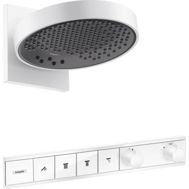 Hansgrohe Rainfinity Showerhead 250 3-Jet, 2.5 GPM with RainSelect Thermostatic Trim for 4 Functions in Matte White