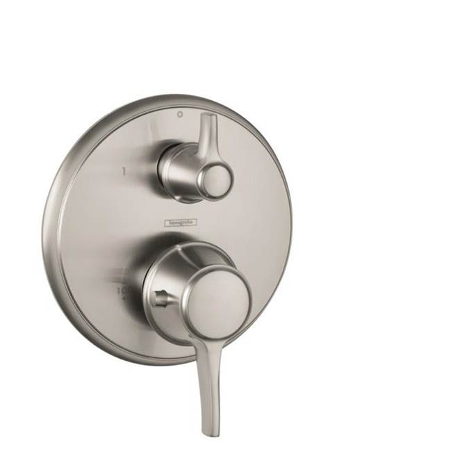 Hansgrohe Ecostat Classic Thermostatic Trim with Volume Control, Round in Brushed Nickel