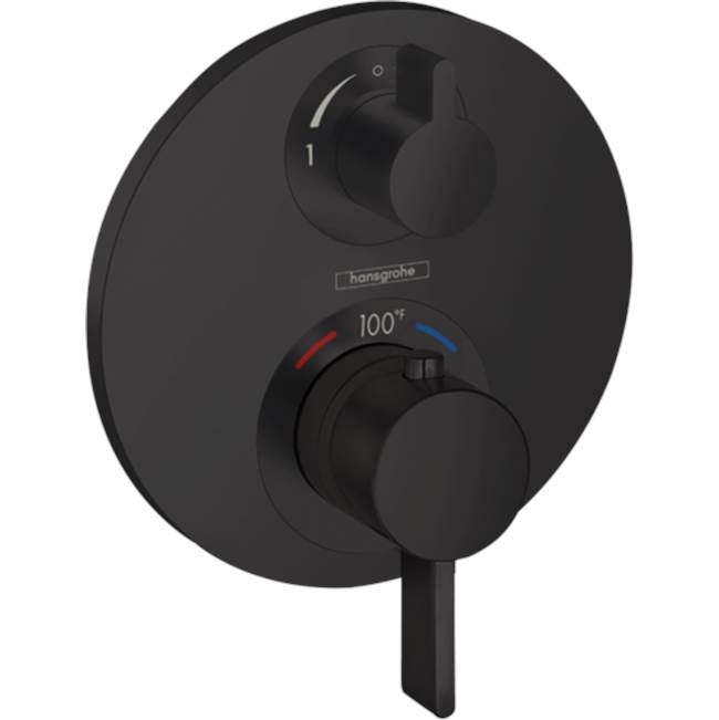 Hansgrohe Ecostat S Thermostatic Trim with Volume Control and Diverter in Matte Black