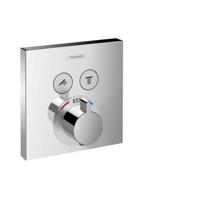 Hansgrohe ShowerSelect Thermostatic Trim for 2 Functions, Square in Chrome