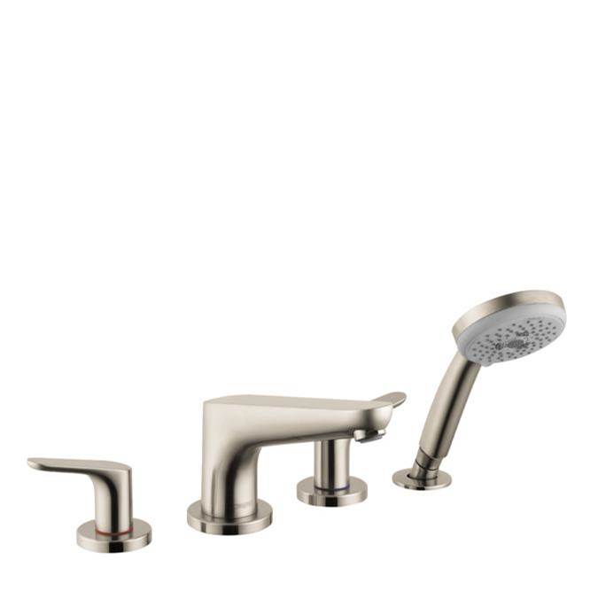Hansgrohe Focus 4-Hole Roman Tub Set Trim with 1.8 GPM Handshower in Brushed Nickel