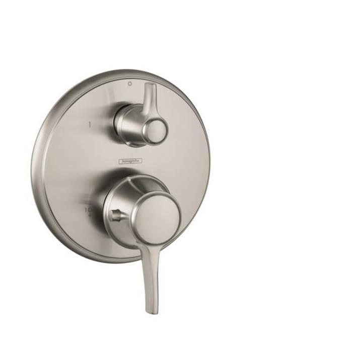 Hansgrohe Ecostat Classic Thermostatic Trim with Volume Control and Diverter, Round in Brushed Nickel