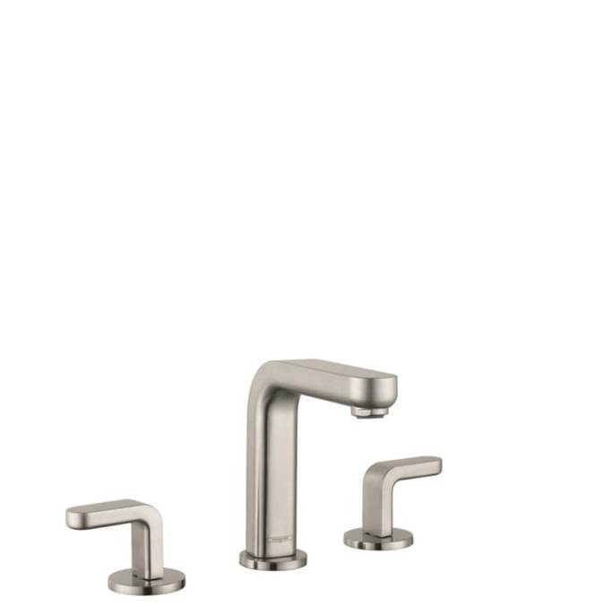 Hansgrohe Metris S Widespread Faucet 100 with Lever Handles and Pop-Up Drain, 1.2 GPM in Brushed Nickel