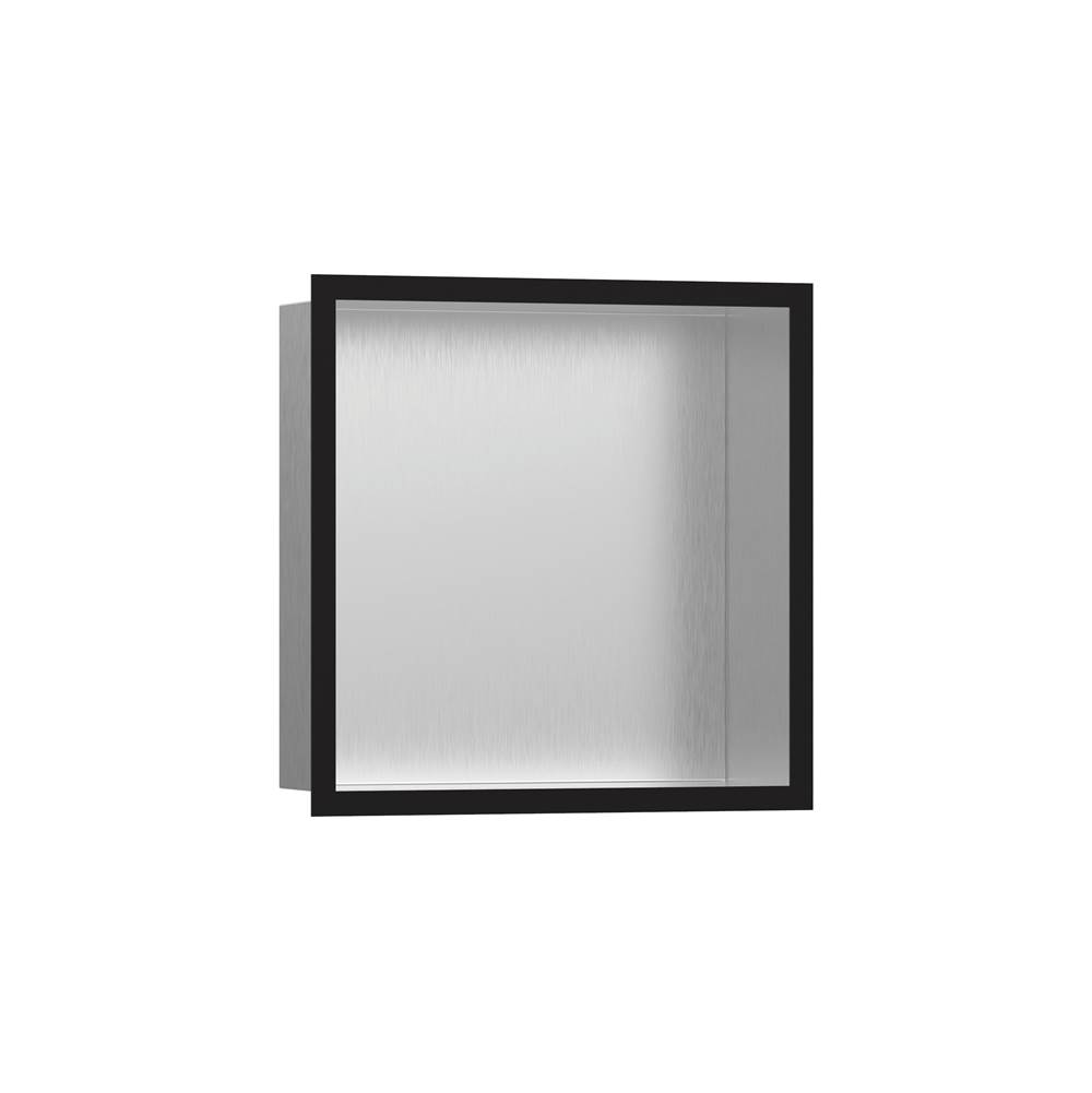 Hansgrohe XtraStoris Individual Wall Niche Brushed Stainless Steel with Design Frame 12''x 12''x 4''  in Matte Black