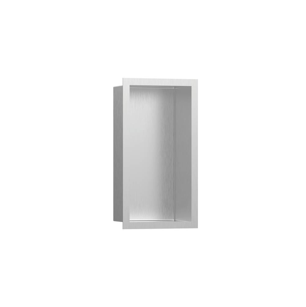 Hansgrohe XtraStoris Individual Wall Niche Brushed Stainless Steel with Design Frame 12''x 6''x 4''  in Brushed Stainless Steel