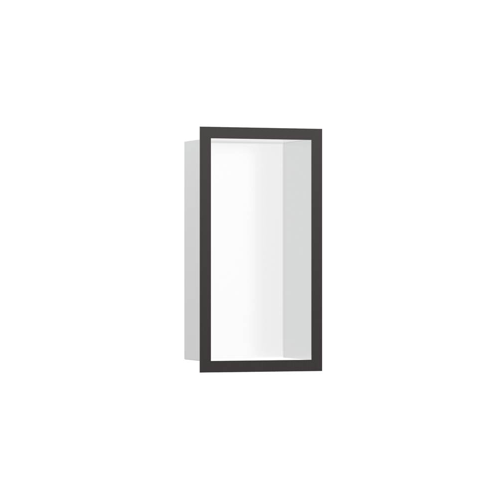 Hansgrohe XtraStoris Individual Wall Niche Matte White with Design Frame 12''x 6''x 4''  in Brushed Black Chrome