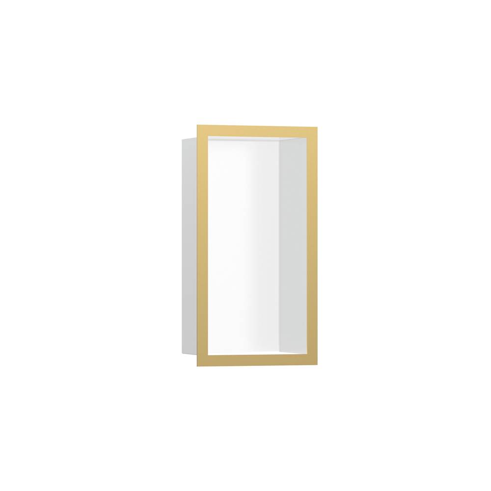 Hansgrohe XtraStoris Individual Wall Niche Matte White with Design Frame 12''x 6''x 4''  in Polished Gold Optic